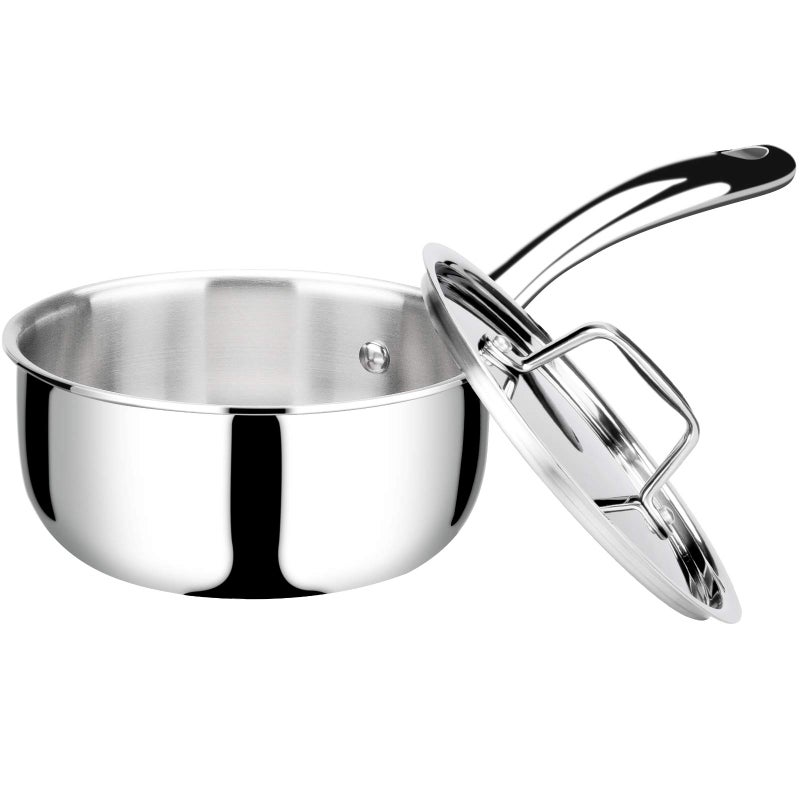 Duxtop Whole-Clad Tri-Ply Stainless Steel Saucepan with Lid, 1.6 Quart, Kitchen Induction Cookware - Image 1